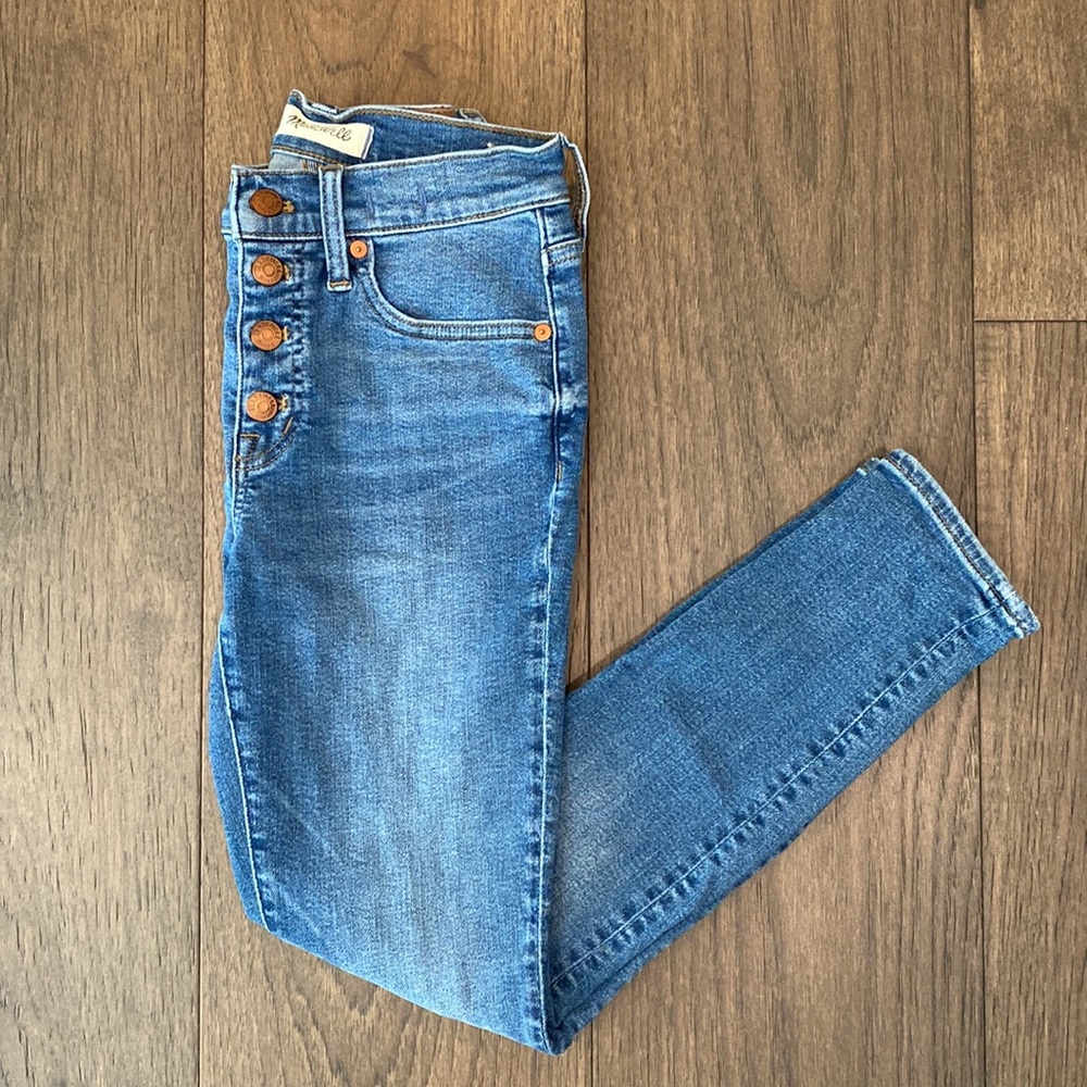 Madewell 9” Mid-Rise Skinny Crop Button Front Down Jeans